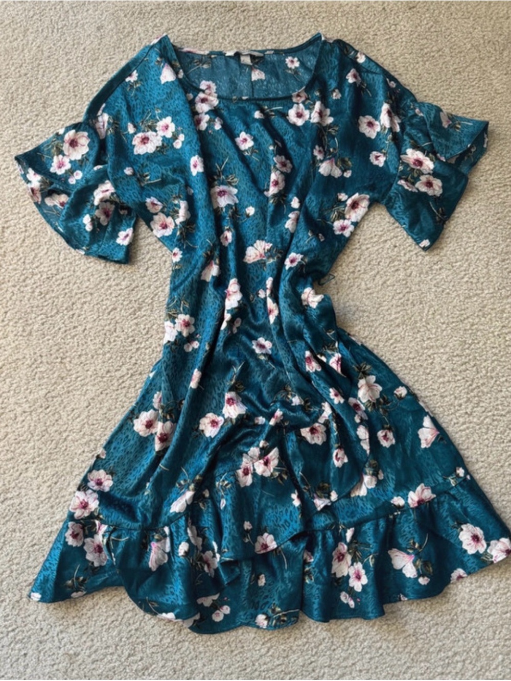 Speechless Teal Floral Midi Dress sexy silky dress midi Y2K
